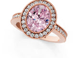 Rose gold Fancy Pink Oval Cut-Cut Diamond Halo Engagement Ring with Pave Band and Prong Setting_1