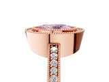 Rose gold Fancy Pink Oval Cut-Cut Diamond Halo Engagement Ring with Pave Band and Prong Setting_5