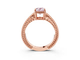 Rose gold Fancy Pink Oval Cut Cut Diamond Milgrain Pave Band Four-Prong Setting Ring_6