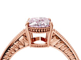 Rose gold Fancy Pink Oval Cut Cut Diamond Milgrain Pave Band Four-Prong Setting Ring_7