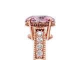 Rose gold Fancy Pink Oval Cut Cut Diamond Milgrain Pave Band Four-Prong Setting Ring_8