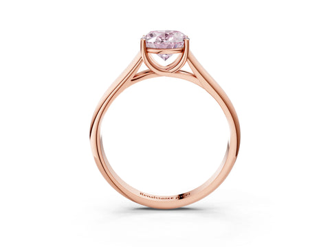 Rose gold Fancy Pink Oval Cut Cut Diamond Solitaire Engagement Ring with Tapered Plain Band and Four-Prong Setting_3