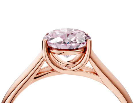 Rose gold Fancy Pink Oval Cut Cut Diamond Solitaire Engagement Ring with Tapered Plain Band and Four-Prong Setting_4