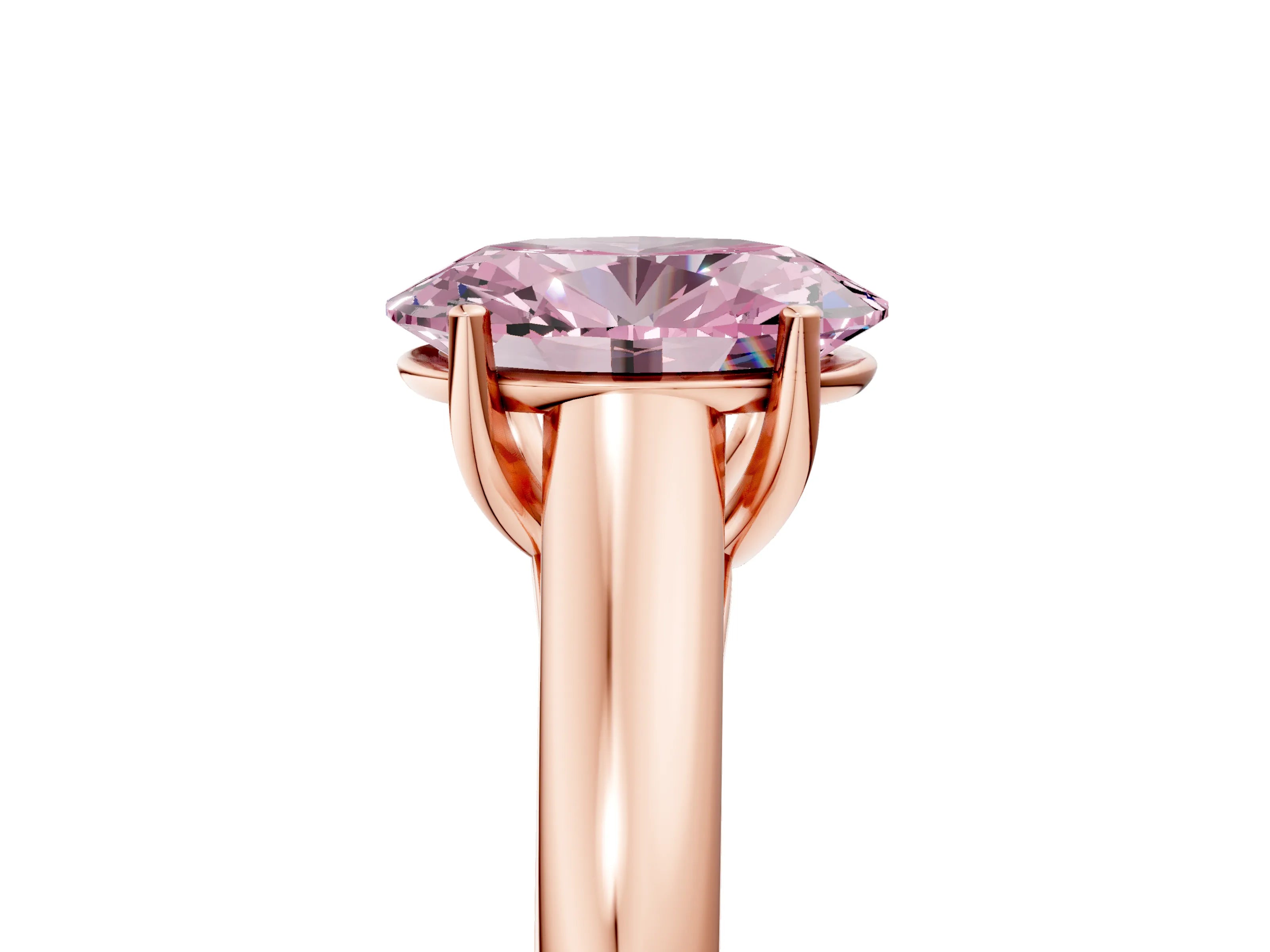 Rose gold Fancy Pink Oval Cut Cut Diamond Solitaire Engagement Ring with Tapered Plain Band and Four-Prong Setting_5