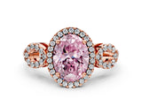 Rose gold Fancy Pink Oval Cut Cut Halo Diamond Infinity Band with Four-Prong Setting