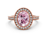 Rose gold Fancy Pink Oval Cut Cut Halo Pavé Diamond Ring