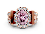 Rose gold Fancy Pink Oval Cut Cut Halo Split Shank Prong Set Ring