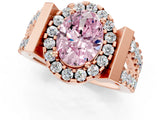 Rose gold Fancy Pink Oval Cut Cut Halo Split Shank Prong Set Ring_1