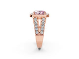 Rose gold Fancy Pink Oval Cut Cut Halo Split Shank Prong Set Ring_2