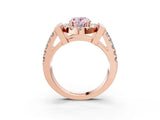 Rose gold Fancy Pink Oval Cut Cut Halo Split Shank Prong Set Ring_3