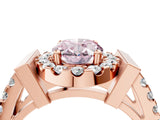 Rose gold Fancy Pink Oval Cut Cut Halo Split Shank Prong Set Ring_4