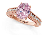 Rose gold Fancy Pink Oval Cut Cut Pave Band Milgrain Solitaire Ring_1