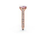Rose gold Fancy Pink Oval Cut Cut Pave Band Milgrain Solitaire Ring_2