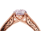 Rose gold Fancy Pink Oval Cut Cut Pave Band Milgrain Solitaire Ring_4