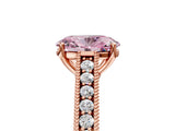 Rose gold Fancy Pink Oval Cut Cut Pave Band Milgrain Solitaire Ring_5
