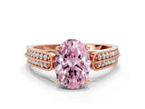 Rose gold Fancy Pink Oval Cut Cut Pave Split Shank Engagement Ring with Four-Prong Setting