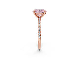 Rose gold Fancy Pink Oval Cut Diamond Brilliant Solitaire Ring with Pavé Band and Four-Prong Setting_14