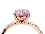 Rose gold Fancy Pink Oval Cut Diamond Brilliant Solitaire Ring with Pavé Band and Four-Prong Setting_16