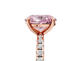 Rose gold Fancy Pink Oval Cut Diamond Brilliant Solitaire Ring with Pavé Band and Four-Prong Setting_17