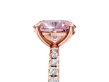 Rose gold Fancy Pink Oval Cut Diamond Brilliant Solitaire Ring with Pavé Band and Four-Prong Setting_5