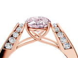 Rose gold Fancy Pink Oval Cut Diamond Channel Set Solitaire Ring with Four-Prong Setting_16