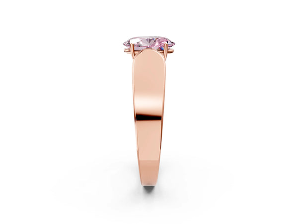 Rose Gold Oval Channel Set Engagement Ring Setting for Fancy Pink Center with Wide Band