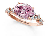 Rose gold Fancy Pink Oval Cut Diamond Cluster Pavé Band with Four-Prong Setting_13