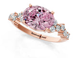 Rose gold Fancy Pink Oval Cut Diamond Cluster Pavé Band with Four-Prong Setting_4