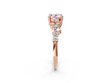 Rose gold Fancy Pink Oval Cut Diamond Cluster Pavé Band with Four-Prong Setting_5
