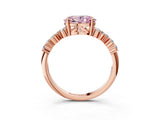 Rose gold Fancy Pink Oval Cut Diamond Cluster Pavé Band with Four-Prong Setting_6