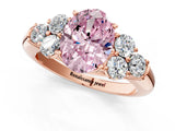 Rose gold Fancy Pink Oval  Cut Diamond Cluster Ring with Round Accent Stones and Prong Setting on a Classic Band_50