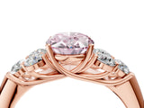 Rose gold Fancy Pink Oval  Cut Diamond Cluster Ring with Round Accent Stones and Prong Setting on a Classic Band_53