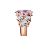 Rose gold Fancy Pink Oval  Cut Diamond Cluster Ring with Round Accent Stones and Prong Setting on a Classic Band_54