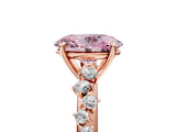 Rose gold Fancy Pink Oval Cut Diamond Cluster Side Stone Solitaire Ring with Prong Setting_58
