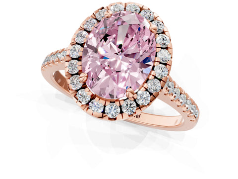 Rose gold Fancy Pink Oval Cut Diamond Cushion Halo Ring with Pavé Band_1