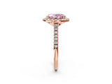 Rose gold Fancy Pink Oval Cut Diamond Cushion Halo Ring with Pavé Band_2