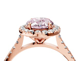 Rose gold Fancy Pink Oval Cut Diamond Cushion Halo Ring with Pavé Band_4