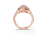 Rose gold Fancy Pink Oval Cut Diamond Double Halo Ring with Pavé Band and Prong Setting_61