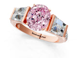 Rose gold Fancy Pink Oval Cut Diamond Engagement Ring with Baguette Side Stones and Channel Set Band_21