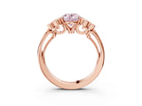 Rose gold Fancy Pink Oval  Cut Diamond Engagement Ring with Bezel Set Round Side Stones and Prong Setting_102