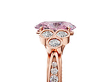 Rose gold Fancy Pink Oval  Cut Diamond Engagement Ring with Bezel Set Round Side Stones and Prong Setting_104