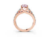 Rose gold Fancy Pink Oval  Cut Diamond Engagement Ring with Pavé Band and Four-Prong Setting_6