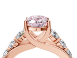 Rose gold Fancy Pink Oval  Cut Diamond Engagement Ring with Pavé Band and Four-Prong Setting_7