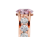 Rose gold Fancy Pink Oval  Cut Diamond Engagement Ring with Pavé Band and Four-Prong Setting_8