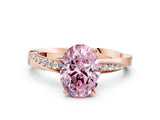 Rose gold Fancy Pink Oval Cut Diamond Engagement Ring with Side Stone Accents and Four-Prong Setting_12