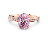 Rose gold Fancy Pink Oval Cut Diamond Engagement Ring with Side Stone Accents and Four-Prong Setting_12