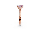 Rose gold Fancy Pink Oval Cut Diamond Engagement Ring with Side Stone Accents and Four-Prong Setting_14