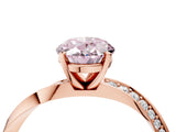 Rose gold Fancy Pink Oval Cut Diamond Engagement Ring with Side Stone Accents and Four-Prong Setting_16