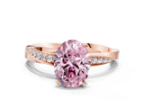 Rose gold Fancy Pink Oval Cut Diamond Engagement Ring with Side Stone Accents and Four-Prong Setting_60