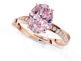 Rose gold Fancy Pink Oval Cut Diamond Engagement Ring with Side Stone Accents and Four-Prong Setting_61